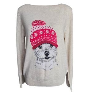 Next Womens Terrier/Westie Cream Winter Sweater Sz 10 (M)